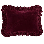 Stella - Faux Silk Velvet Ruffled Dutch Euro Pillow - Garnet Red