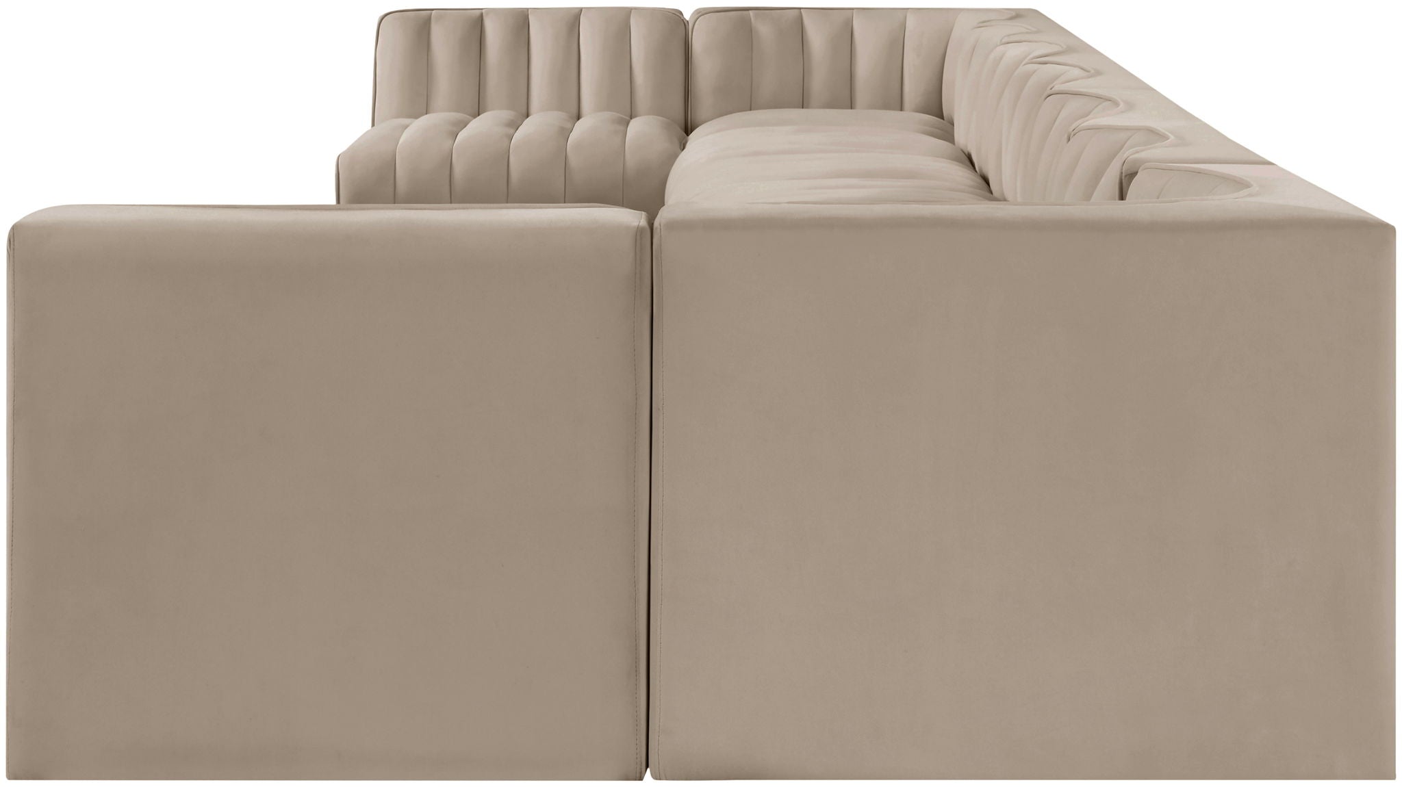 Rummi - Armless Velvet Performance Fabric Upholstered 9 Piece Modular Sectional