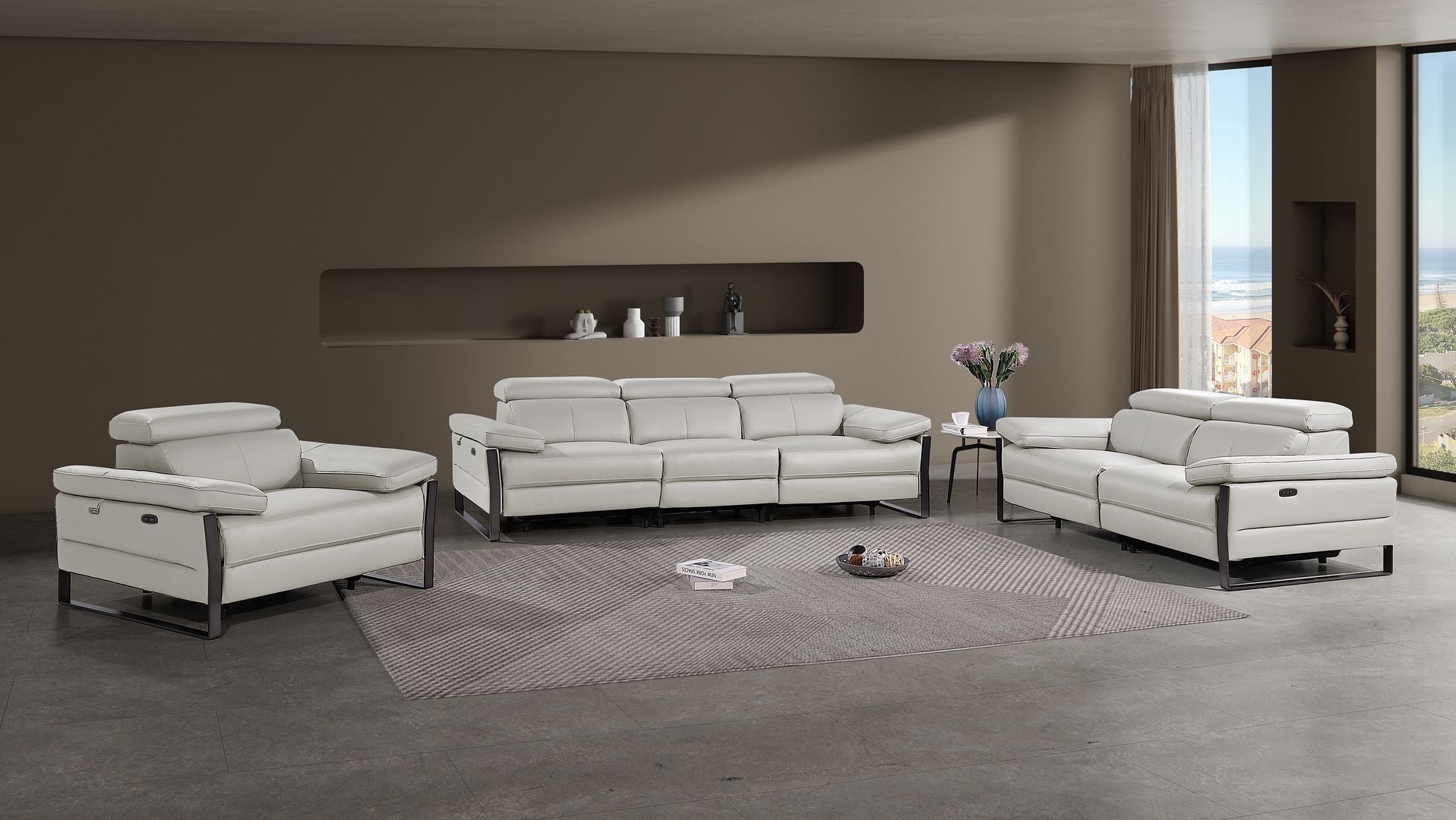 1246 - Modular Power Triple Reclining Sofa, Loveseat, And Chair Set With Power Headrests