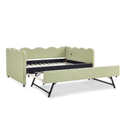 Gingham Daybed & USB Charging Port, Wave-Shaped Design