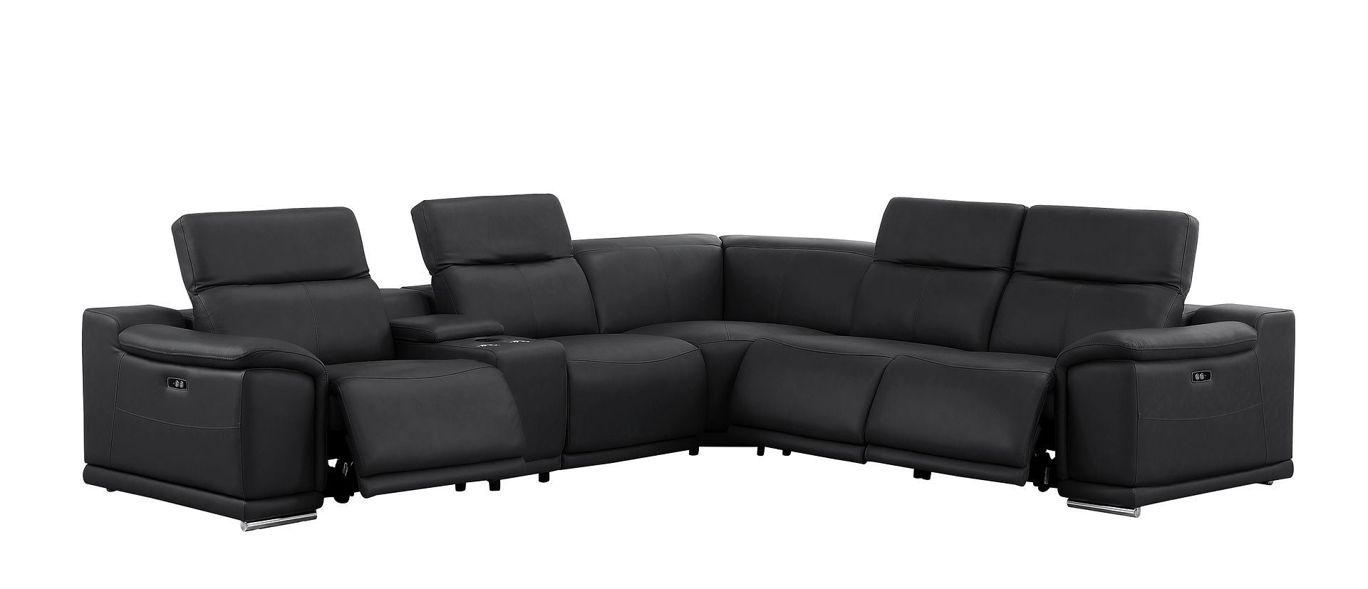 2679 - 6-Piece L-Shaped Power Reclining Sectional In Genuine Leather (3 Recliners)