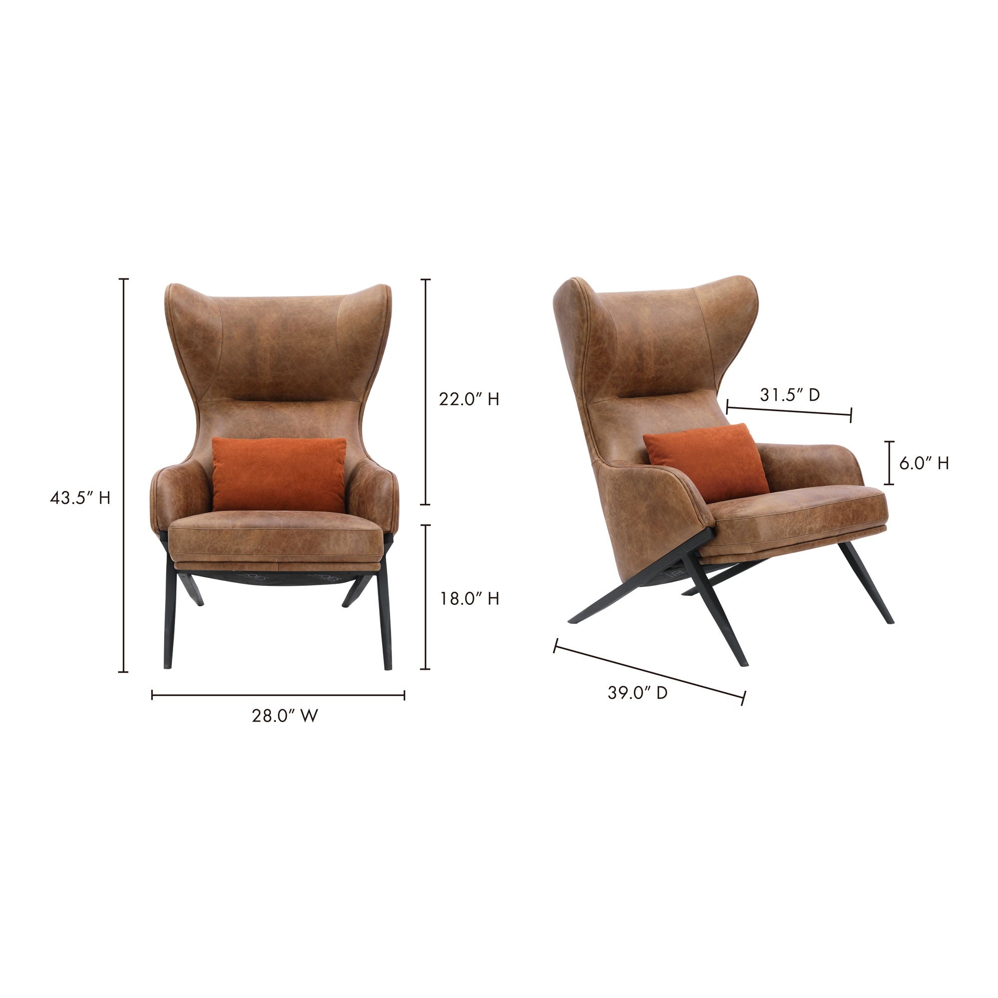 Amos - Leather Accent Chair - Brown