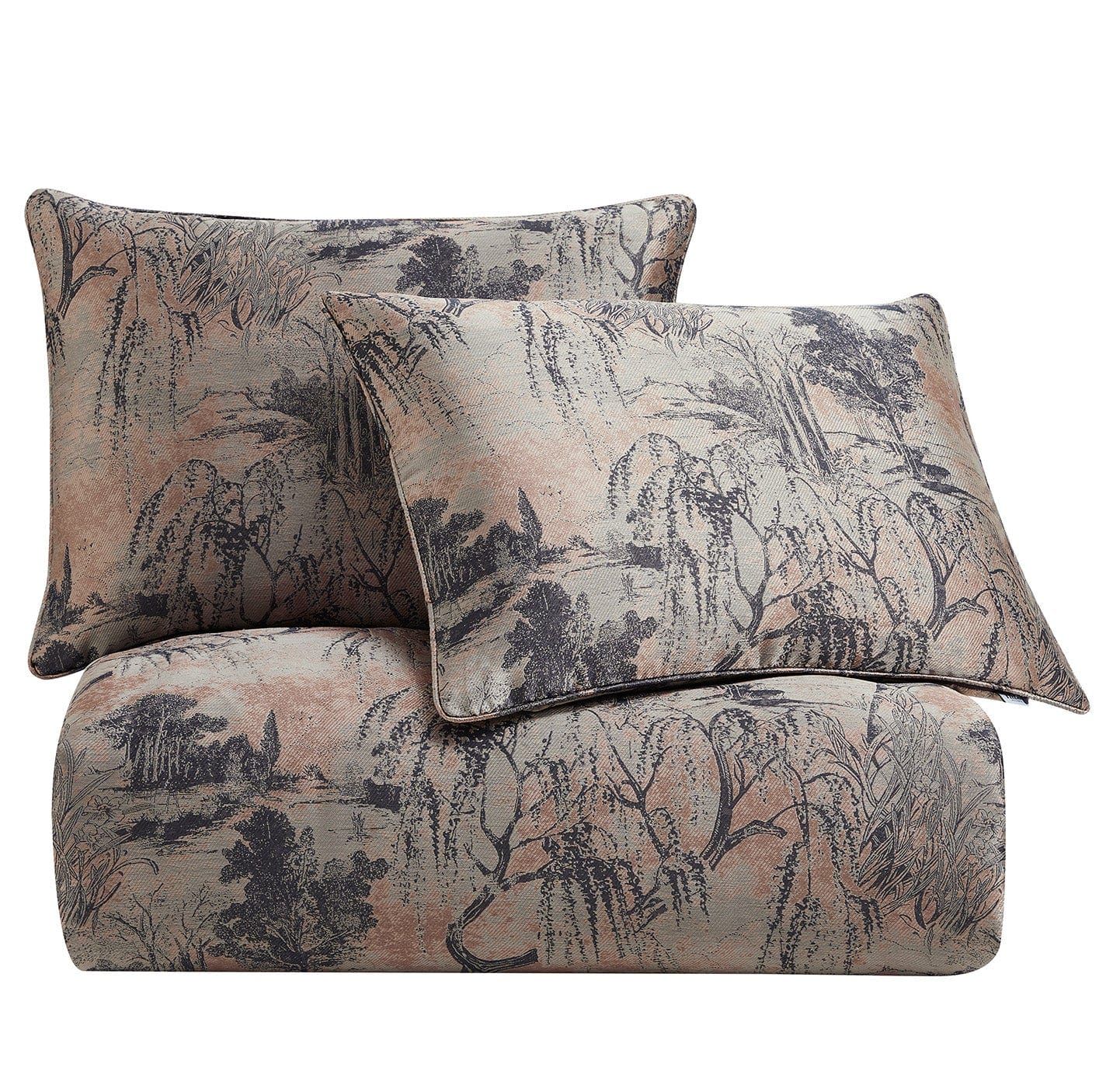 Pastoral Jacquard - Queen Duvet Cover Set (Set of 3) - Rose Gold