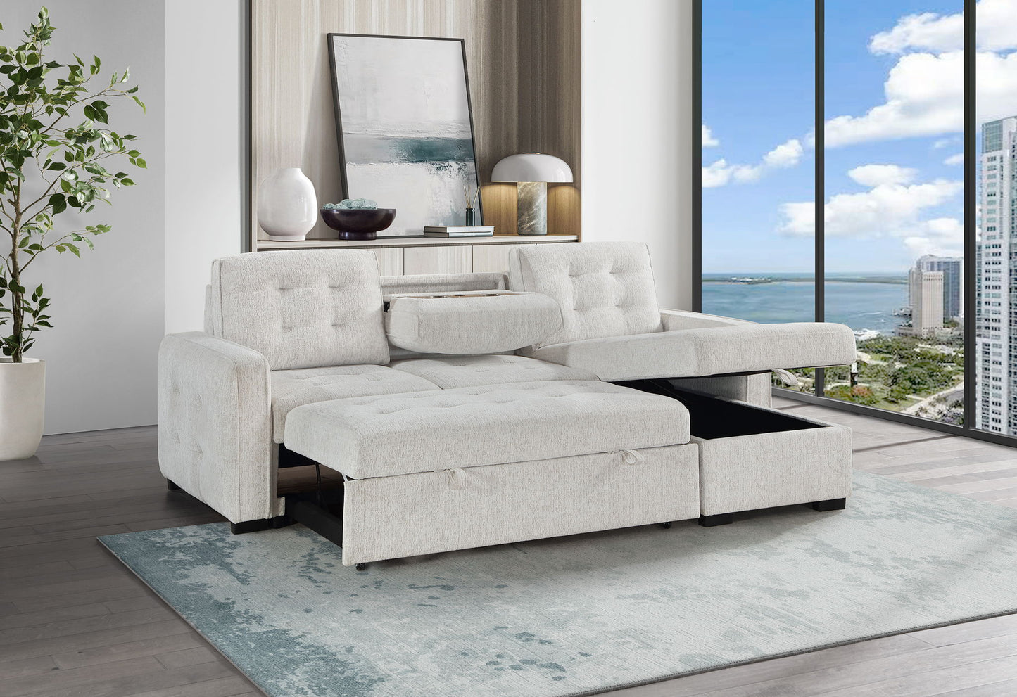 U0707 - Reversible Sofa Bed - Beige