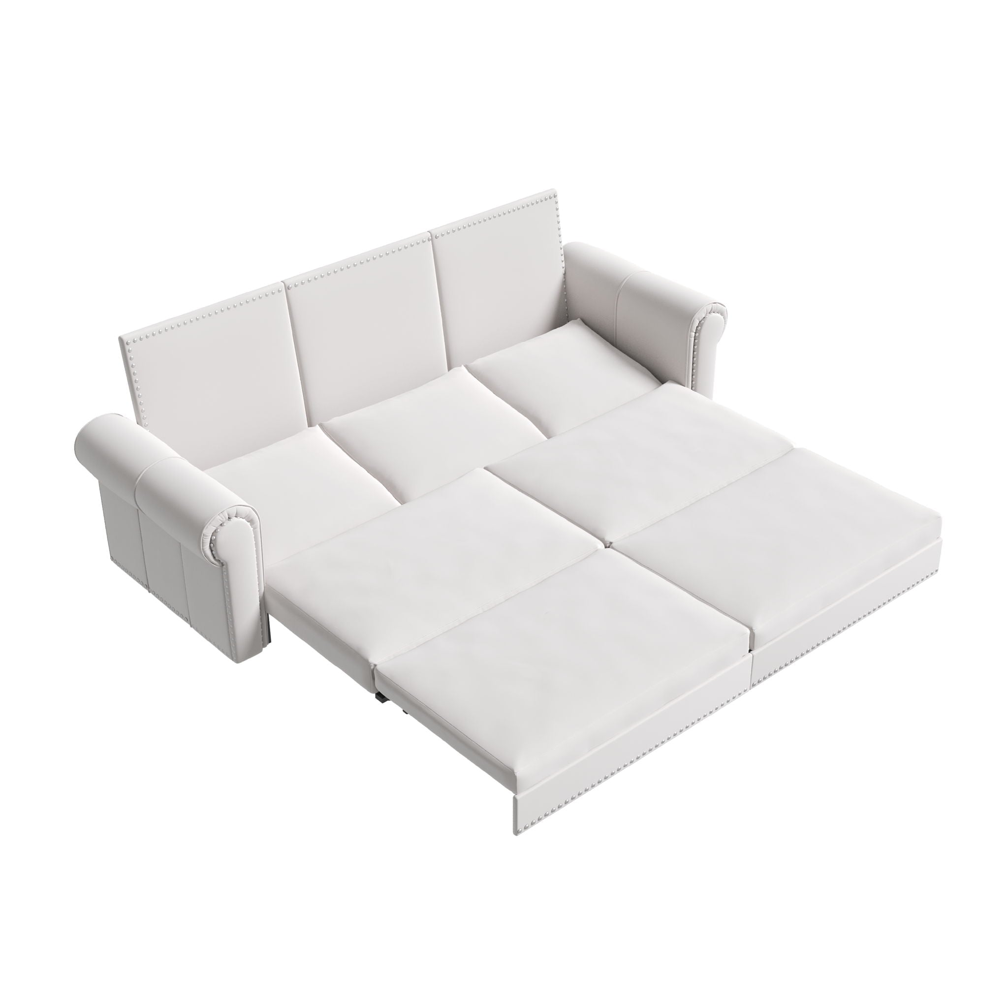 Pull Out Sofa Bed 3 In 1 Convertible Sleeper Sofa With Nailhead Trim & Rolled Arm, Multi Functional