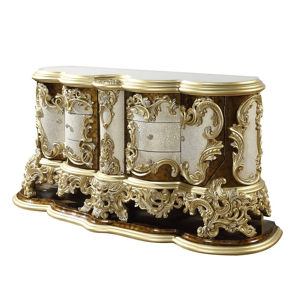 Acme Desiderius Dresser, Antique Gold & Hand Paint Brown Acme Desiderius Dresser, Antique Gold & Hand Paint Brown