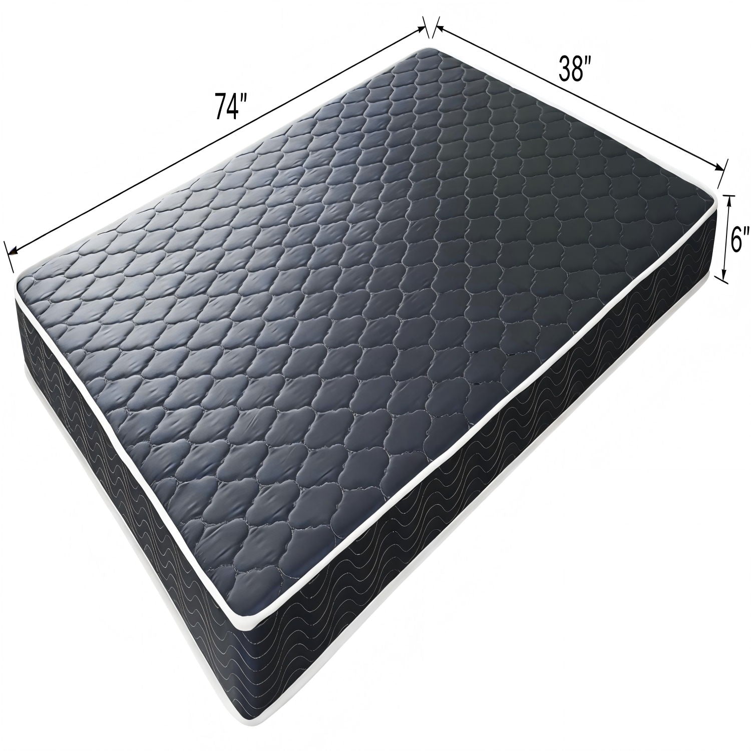 6" Twin Size Waterproof Foam Mattress - Black / Blue