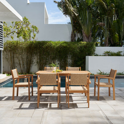 Mauricio - 7 Piece Dining Set With Stacking Chair - Natural / Light Brown