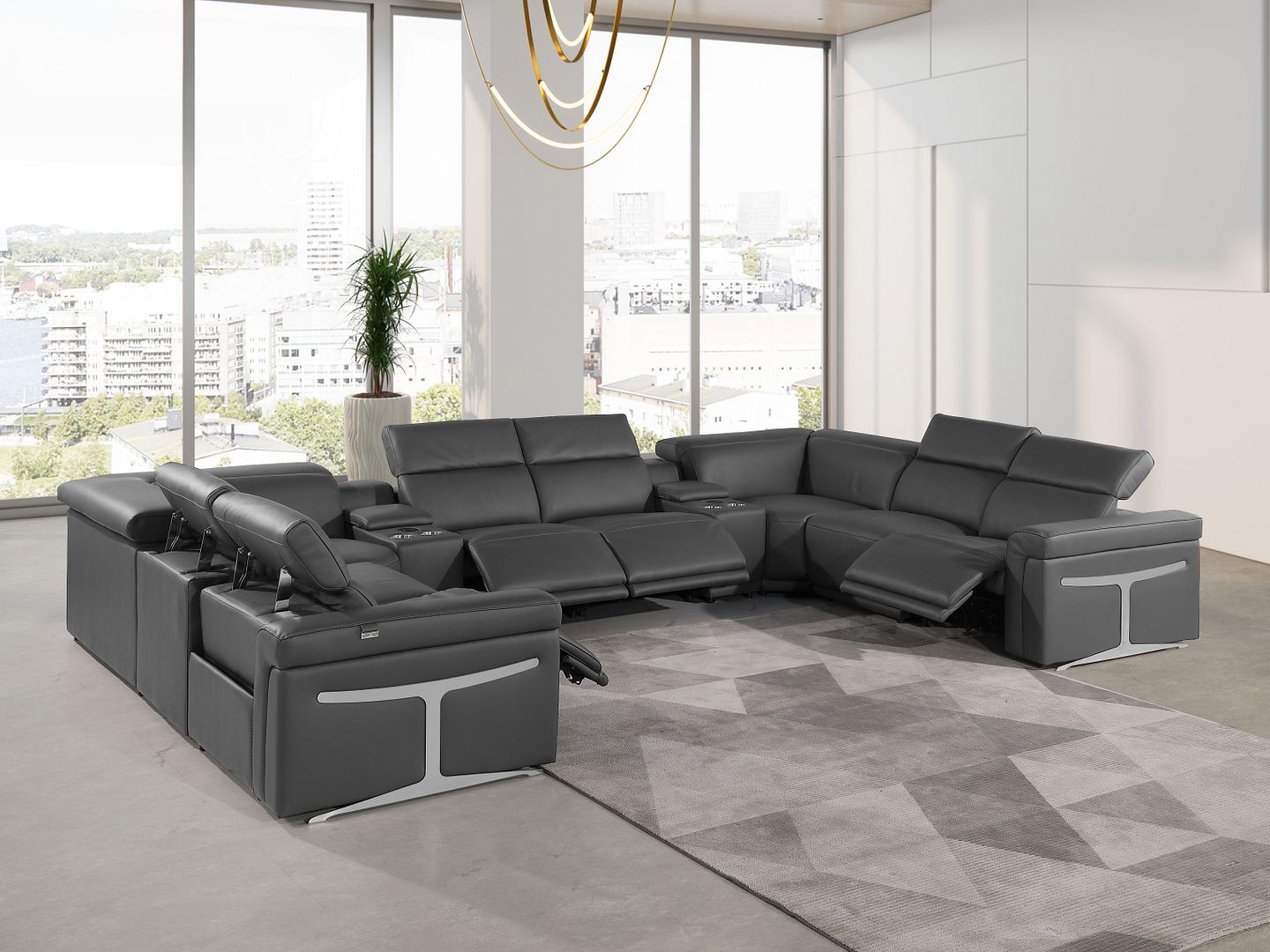 1126 - 10-Piece U-Shaped Sectional Sofa In With 4 Power Recliners & Power Headrests