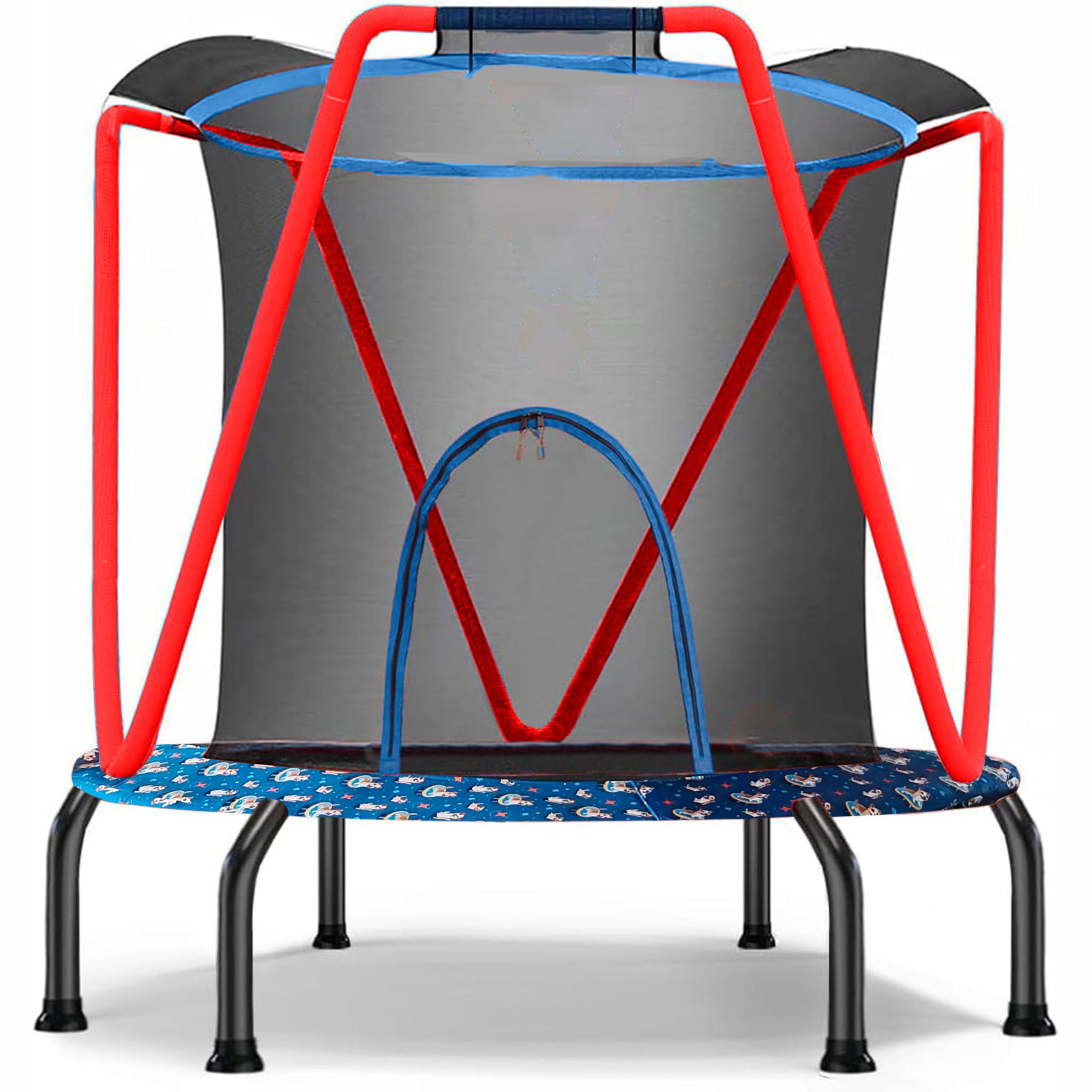 Trampoline, Toddler Indoor / Outdoor With Heighten Net, No Gap Design For Kids - Baby Blue