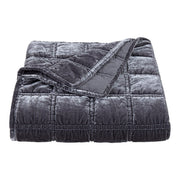 Stella - Faux Silk Velvet Double Box Stitch Throw - Slate