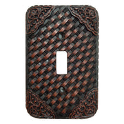 Weaver Switch Plate - 5" x 3.5" Tooled Resin Weaver Single Wall Switch Plate  - Brown