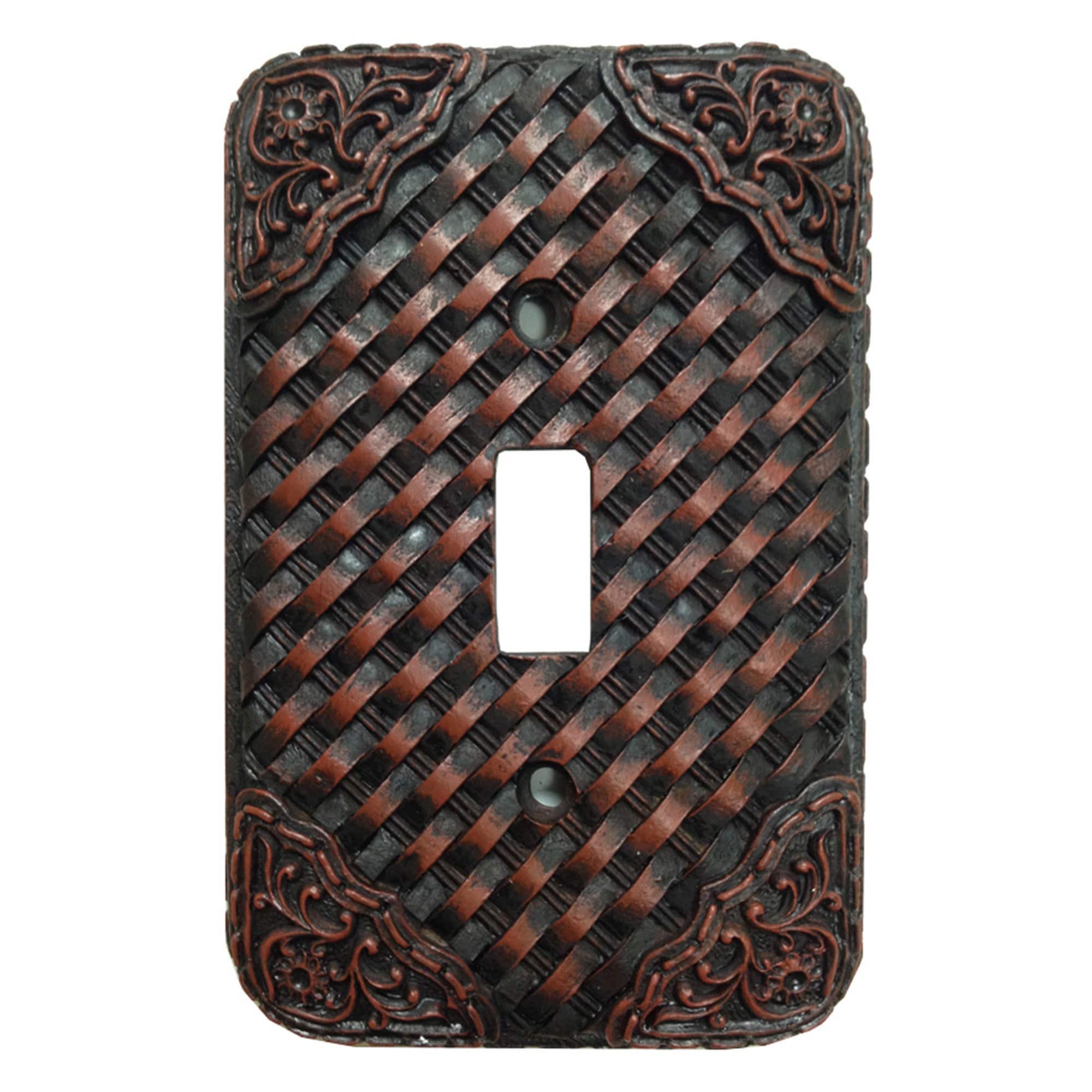 Weaver Switch Plate - 5" x 3.5" Tooled Resin Weaver Single Wall Switch Plate 4 Per Carton - Brown
