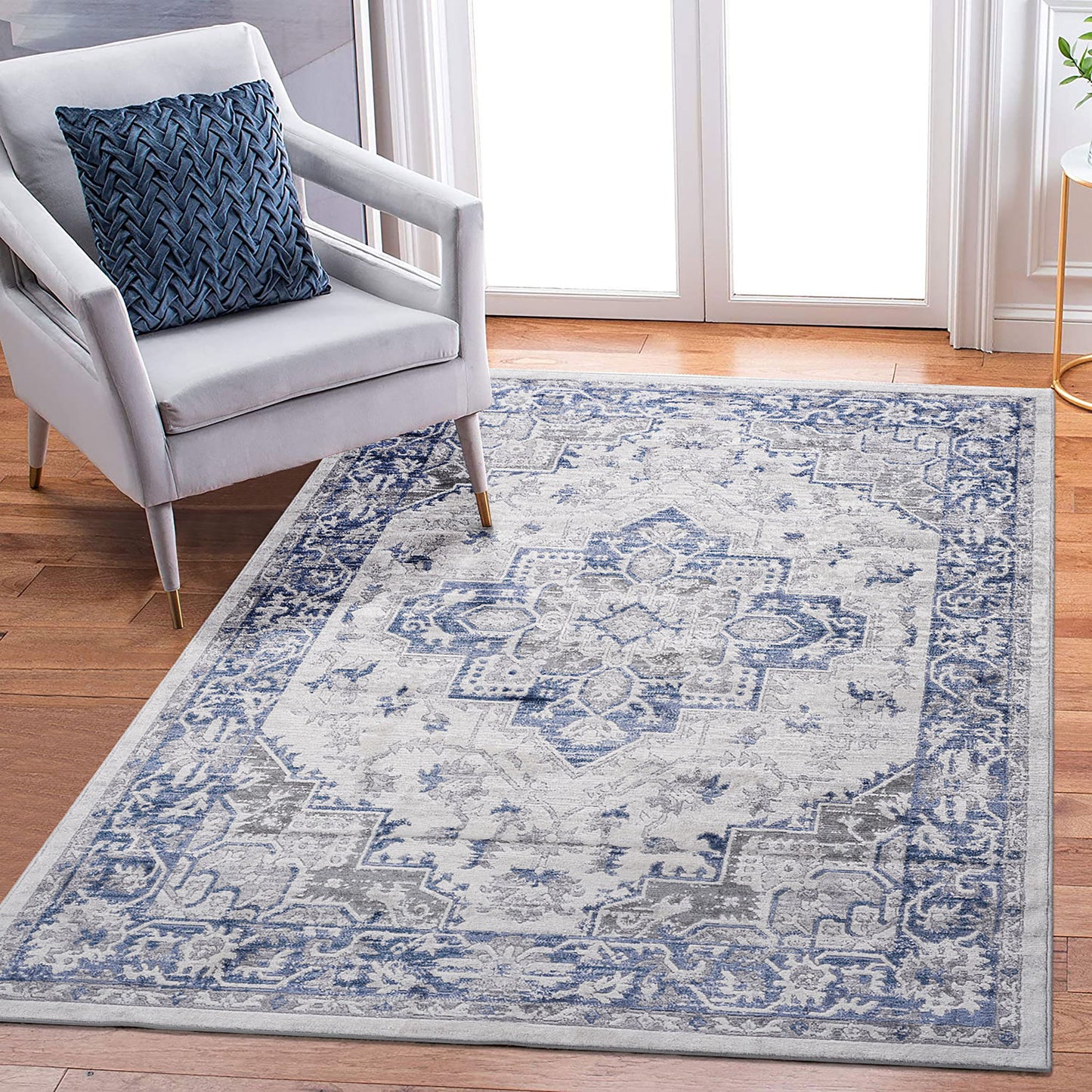 Marfi - 6' X 9' Oriental Area Rug - Blue / Gray