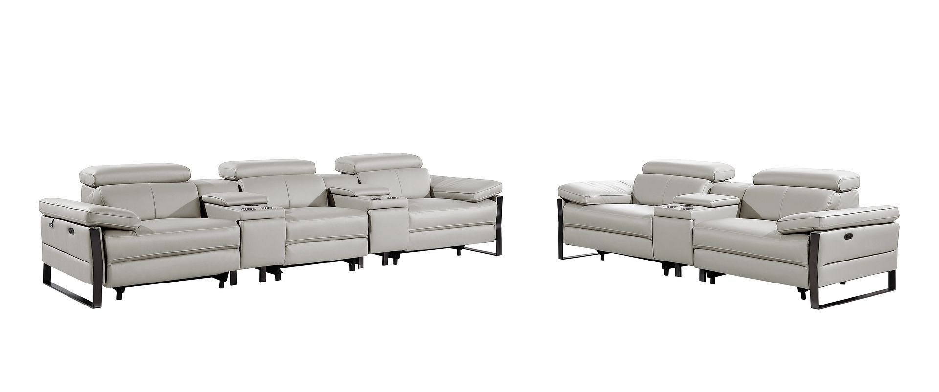 1246 - Modular Power Reclining Dual Console Sofa And Console Loveseat Set With Power Headrests
