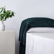 Stella - Faux Silk Velvet Waterfall Pillowcase Set (Set of 2) - Storm Blue