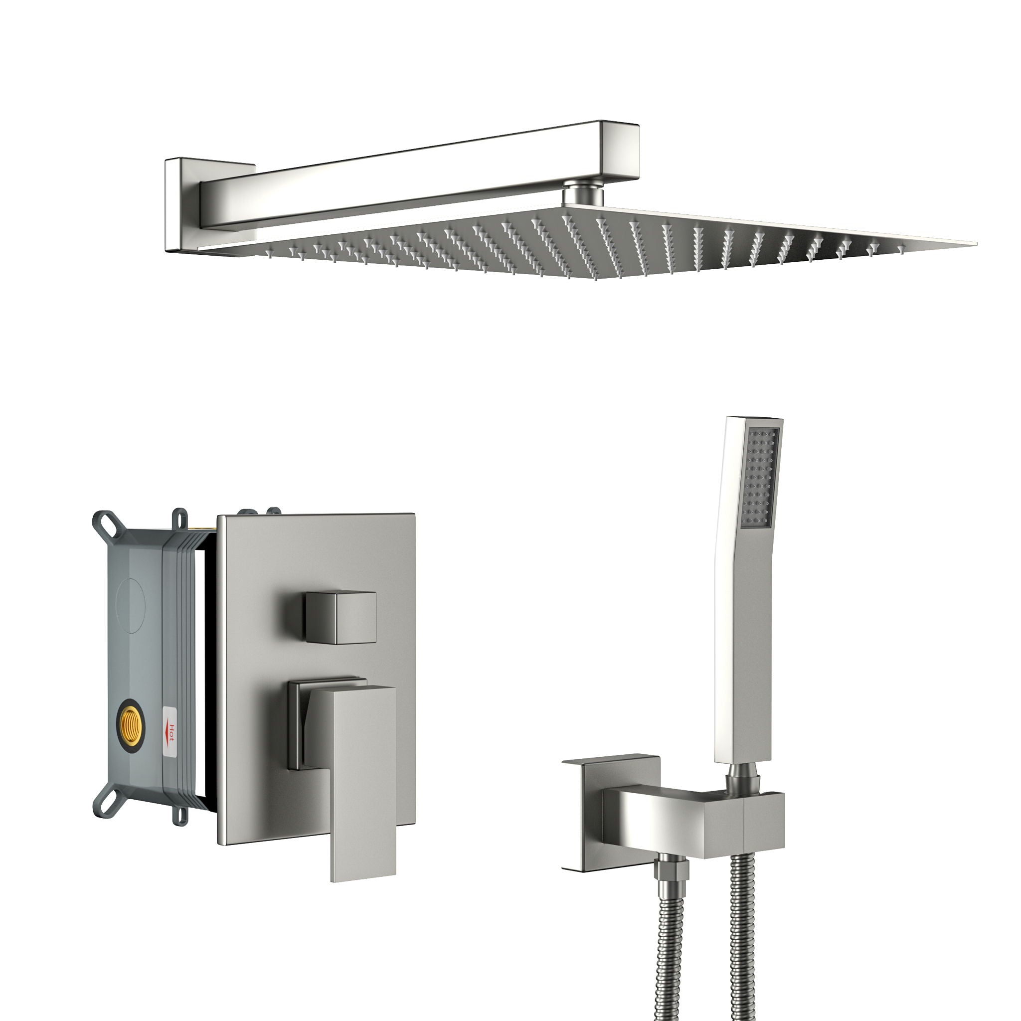 Dual Shower Head 10" Wall Mounted Square Shower System