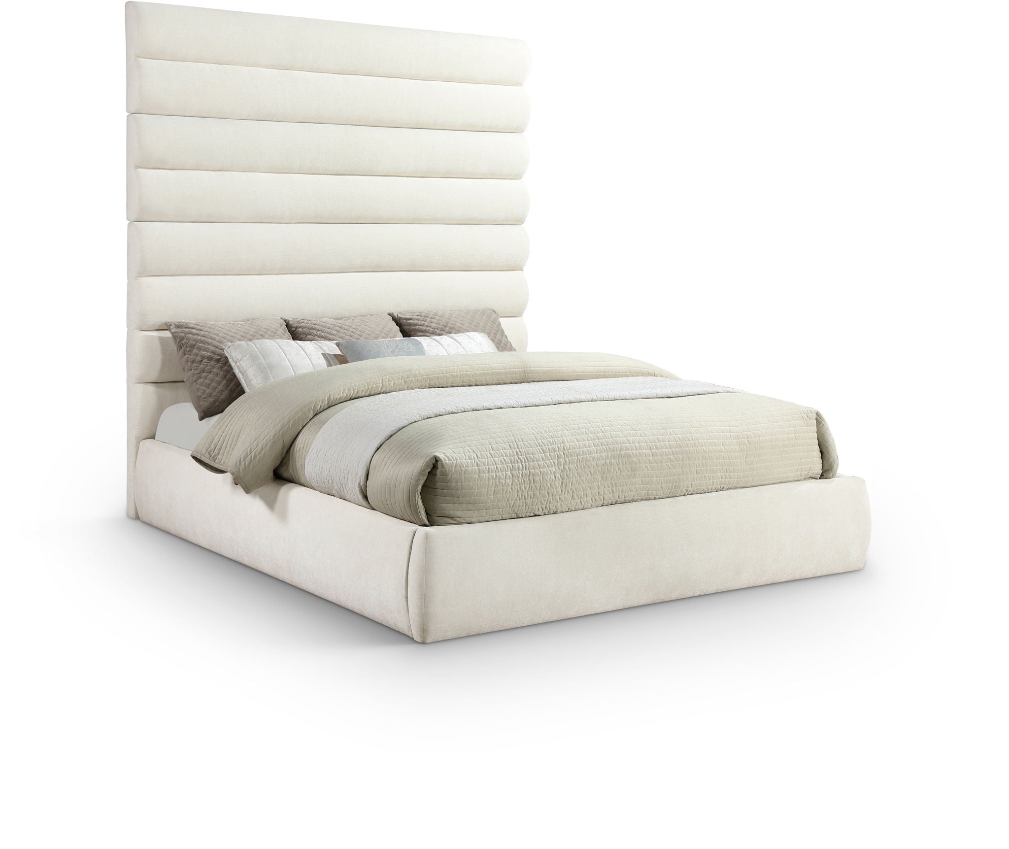 Adam - Chenille Fabric Bed With 89" Headboard
