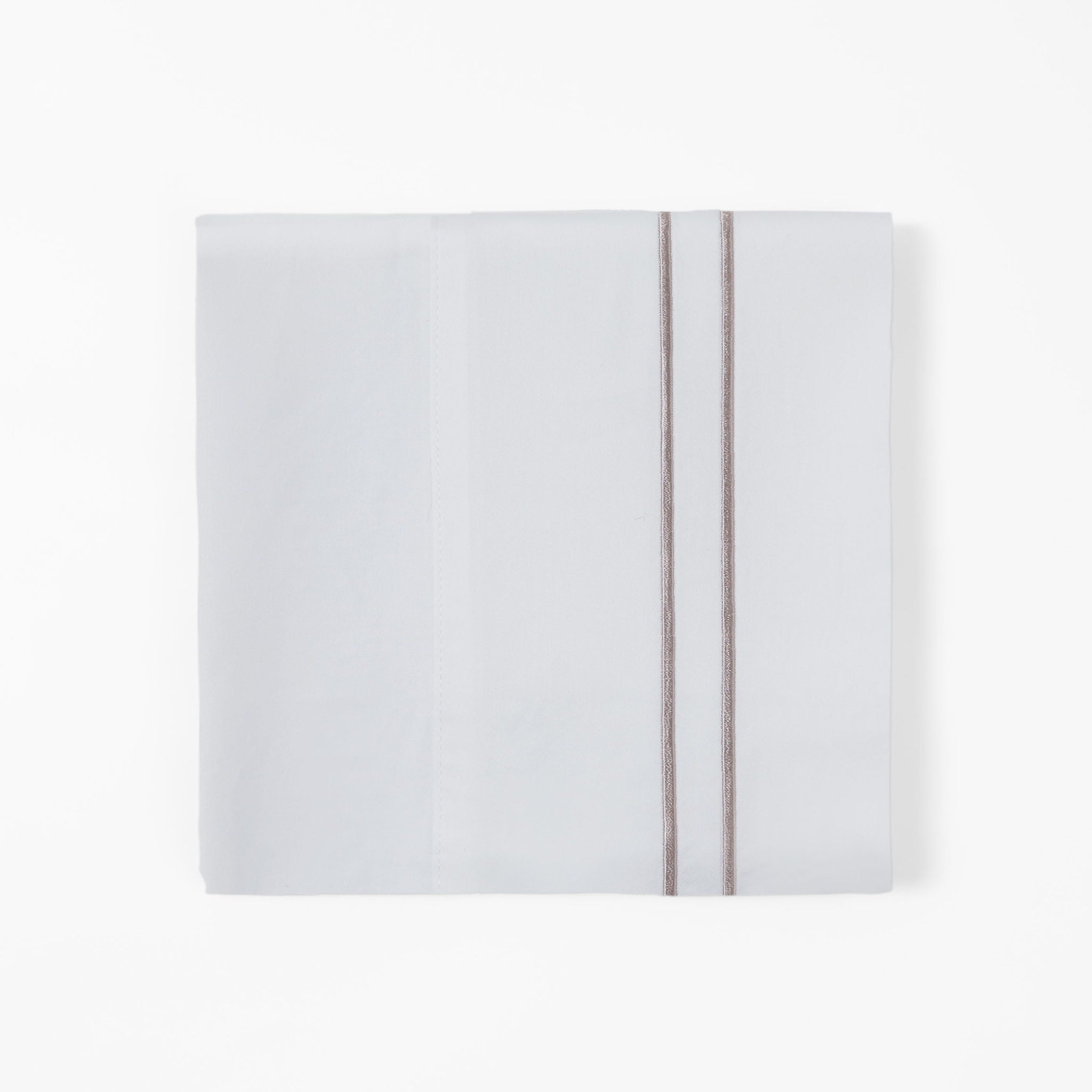 Stripe Sheet - King 350TC Embroidered Stripe Sheet Set (Set of 4) - White / Taupe