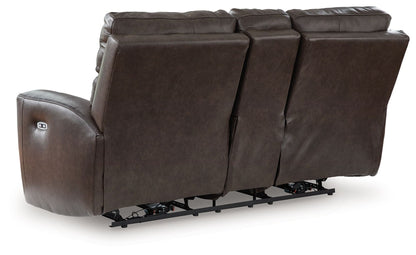 Crossplex - Smoke - Power Recline Loveseat / Console / Adjustable Headrest