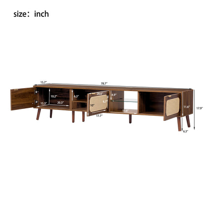 78" TV Stand With Ample Storage And Open Shelving - Walnut