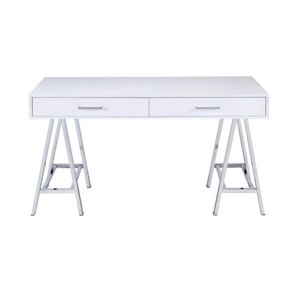 Coleen - Writing Desk Same Ac00901) - White High Gloss & Chrome