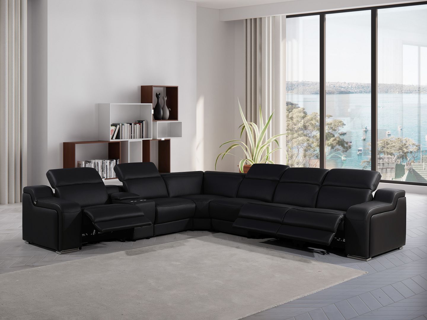 1116 - 7-Piece L-Shaped Sectional Sofa In With 3 Power Recliners & Power Headrests