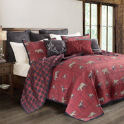 Woodland Plaid - King Reversible Quilt Set (Set of 3) - Red / Navy