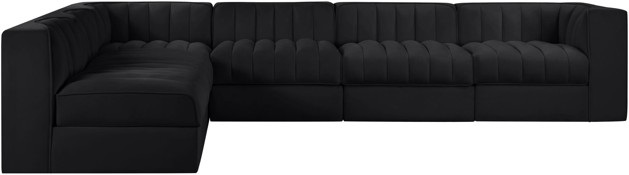 Rummi - Velvet Performance Fabric Upholstered 6 Piece Modular Sectional