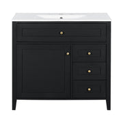 Bathroom Vanity With Sink, Cabinet With 3 Drawers And Adjustable Shelf