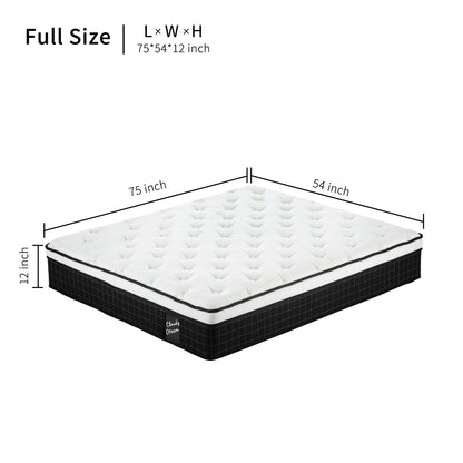 12" Hybrid Mattress With Individual Pocket Spring, Comortable Memory Foam