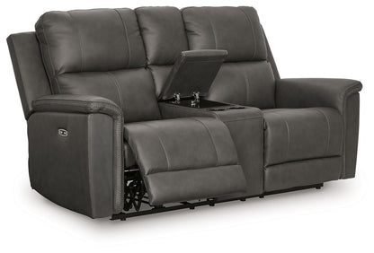 Bleckley - Power Reclining Loveseat With Console / Adjustable Headrest - Anchor