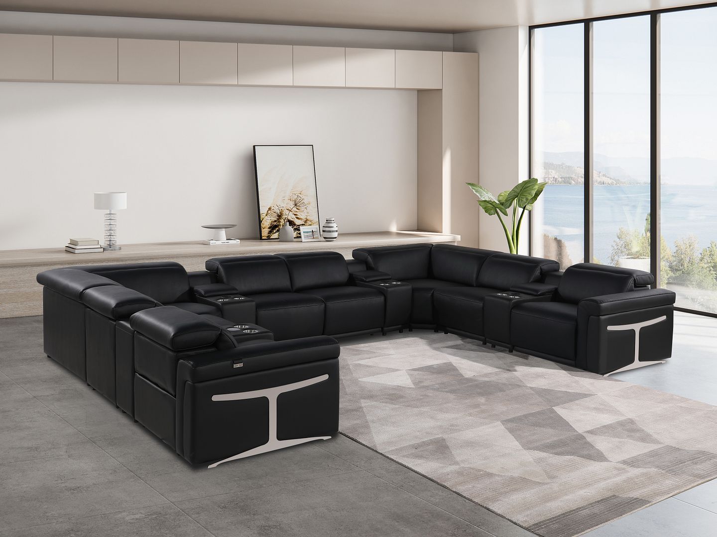 1126 - 12-Piece U-Shaped Sectional Sofa In With 4 Power Recliners & Power Headrests