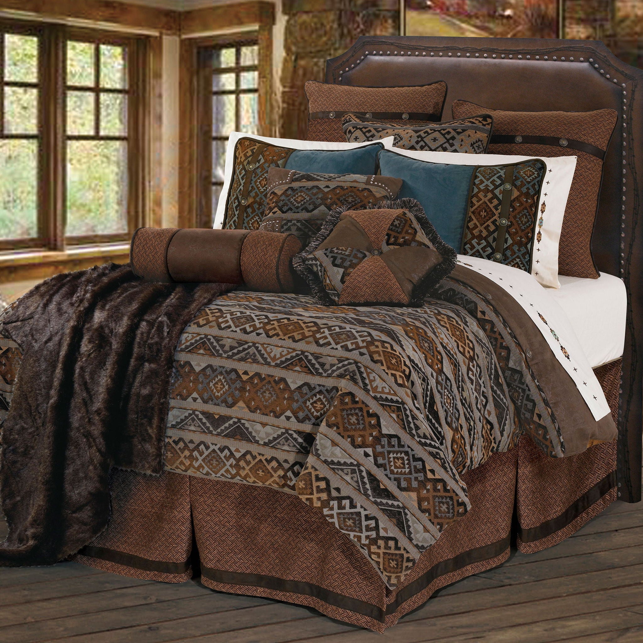 Rio Grande - King Duvet Cover Set (Set of 7) - Brown