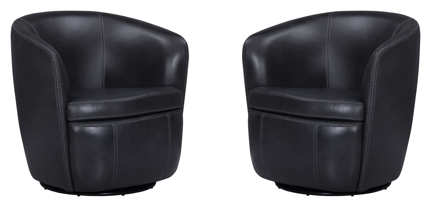 Barolo - 100% Italian Leather Swivel Club Chair (Set of 2)