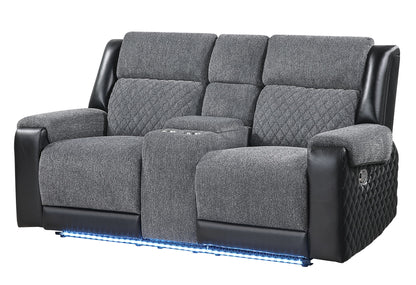 U5914 - Console Reclining Loveseat And Recliner Sofa - Black / Gray