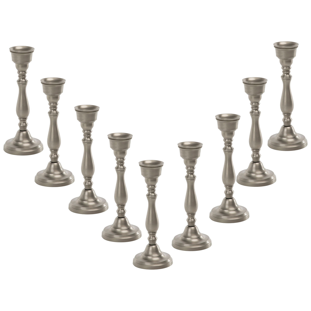 Candle Stand Pewter (Set of 9) - Brushed Nickel