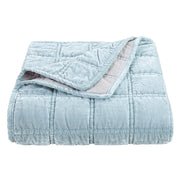 Stella - Faux Silk Velvet Double Box Stitch Throw - Icy Blue