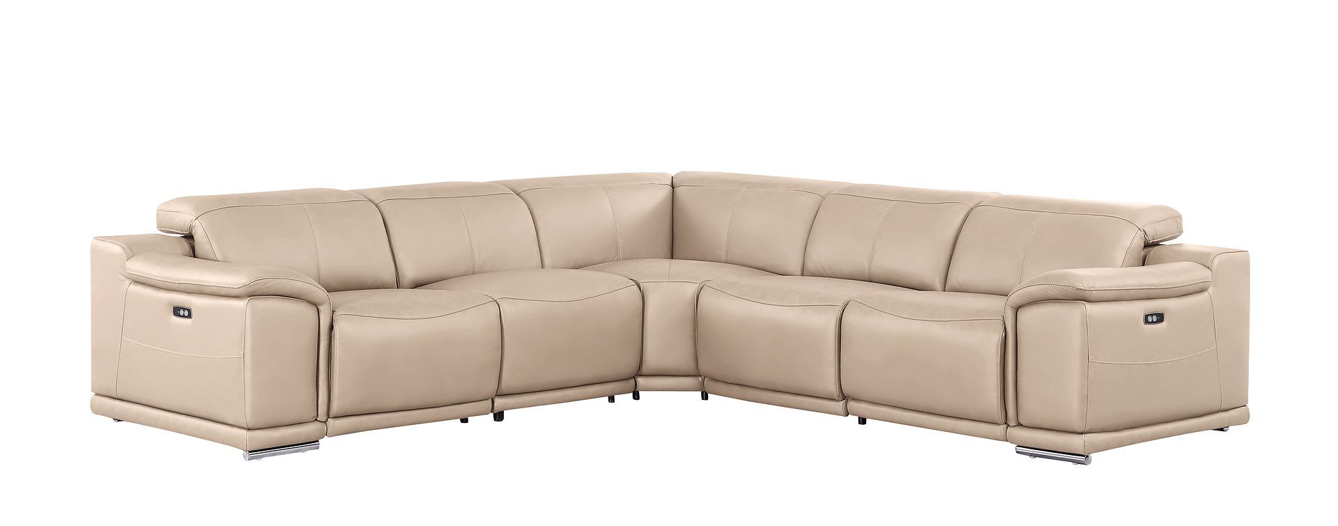 2679 - 5-Piece L-Shaped Power Reclining Sectional In Genuine Leather (3 Recliners)