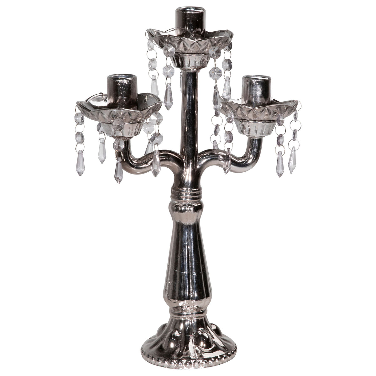3 Arm Candlestick (Set of 4) - Pearl Silver