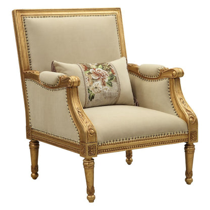 Daesha - Accent Chair - Tan Flannel & Antique Gold