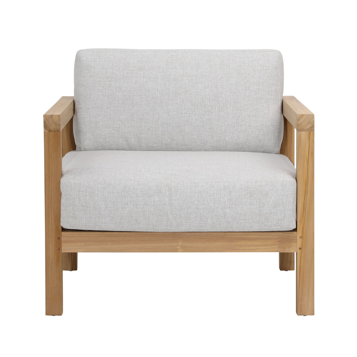 Boe - Outdoor Occasional Chair - Light Gray And Natural Teak