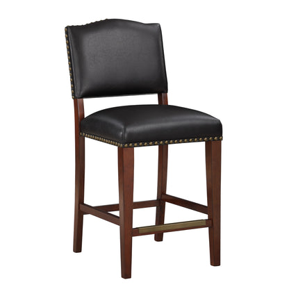 Danbers - Stationary Counter Stool With Nail Heads - Dark Brown