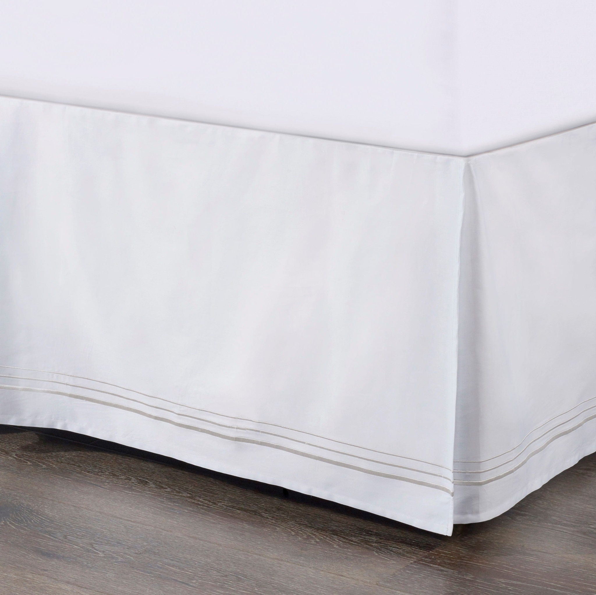 Border Embroidery - Queen Bed Skirt - White