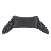 Stella - Faux Silk Velvet Long Ruffled Pillow - Dark Slate
