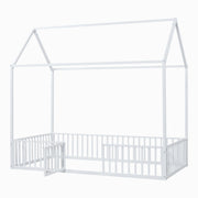 Metal House Bed With Fence And Door