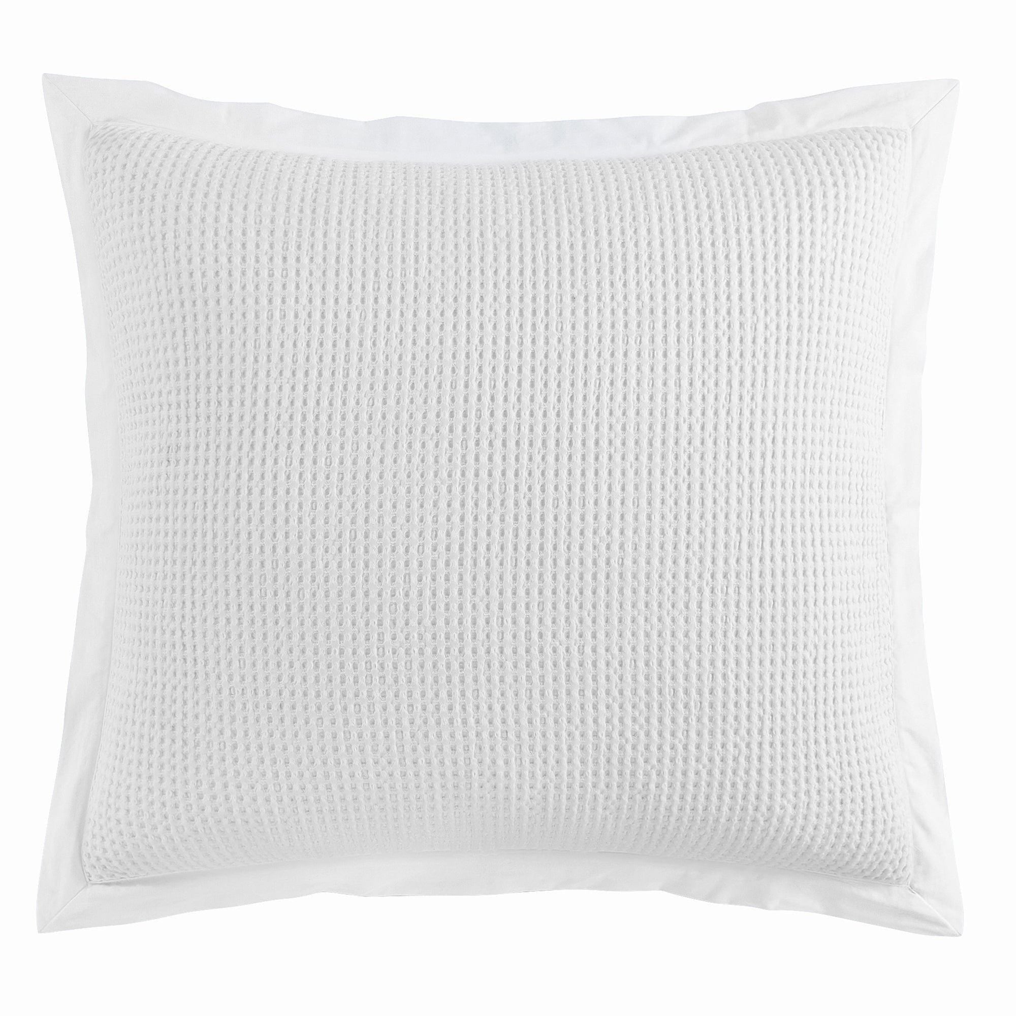 Stonewashed Cotton Waffle Weave - Euro Sham - White