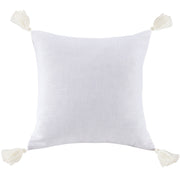 Luna - Washed Linen Tasseled Square Pillow - White