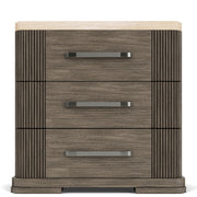 Sariel - Stone Top 3 Drawer Nightstand - Dark Brown