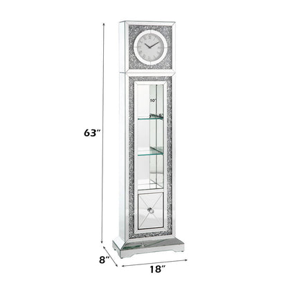 Noralie - Faux Diamonds Grandfather Clock With LED - Mirrored